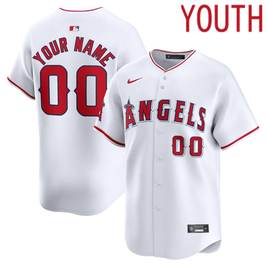 Youth Los Angeles Angels Nike White Home Limited Custom MLB Jersey->->Custom Jersey